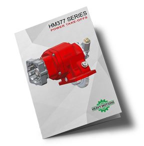 A red and white brochure with a picture of a red motor.