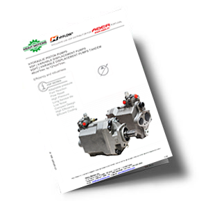 A brochure of the new hydraulic pump for a vehicle.