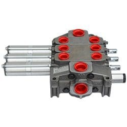 Hydraulic valve block with multiple connectors.
