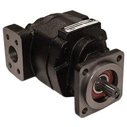 Industrial hydraulic pump with metal shaft.