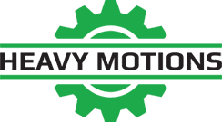 Heavy Motions logo with green gear design.