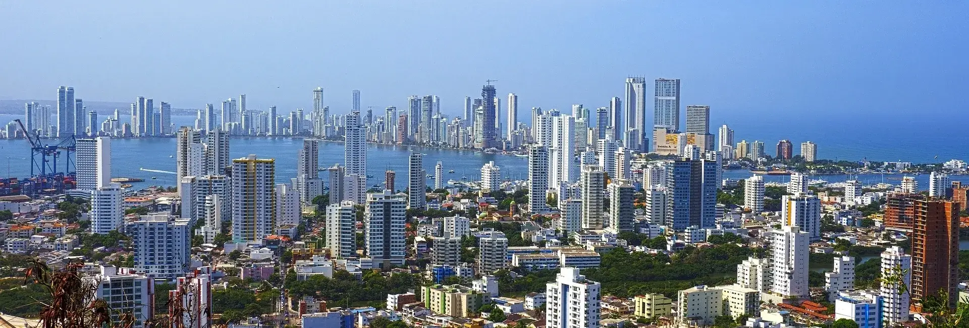 Panoramic coastal skyline of modern high-rises